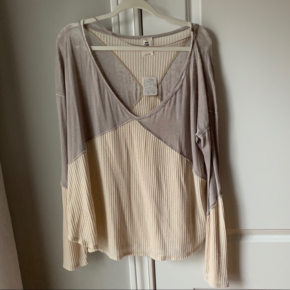 NWT Free People waffle knit long sleeve shirt